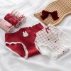 Strawberry cute rabbit black ear-trimmed bright red threaded girls' underwear, pure cotton crotch mid-waist students' underwear for girls Specification image